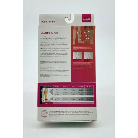 x3 Assure Medi Medical Compression Stockings Calf Closed Toe Beige 20-30 13701 S - Picture 12 of 14